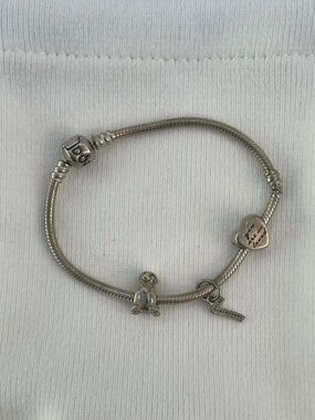 Pandora Silver Charm Bracelet with Heart, Dog & Number Charms